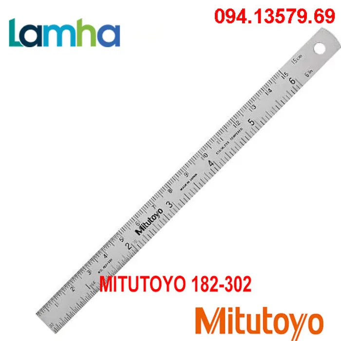 Thước lá thép Mitutoyo 182-302 (0-150/6, Rộng 15mm)