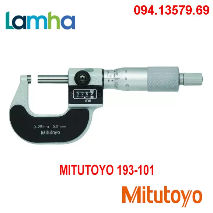 Panme đo ngoài số đếm MITUTOYO 193-101 (0-25mm, 0.01mm)