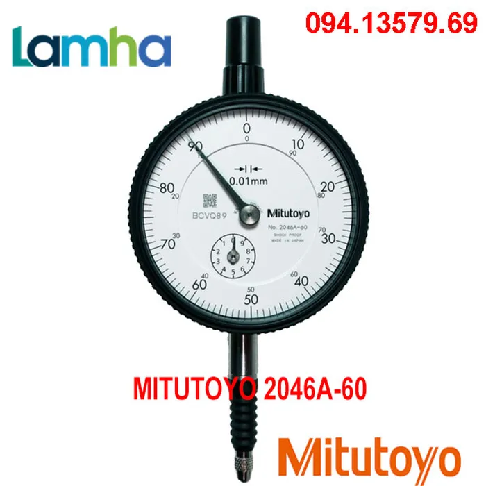 Đồng hồ so cơ khí MITUTOYO 2046A-60 chống nước (0-10mm/0.01)