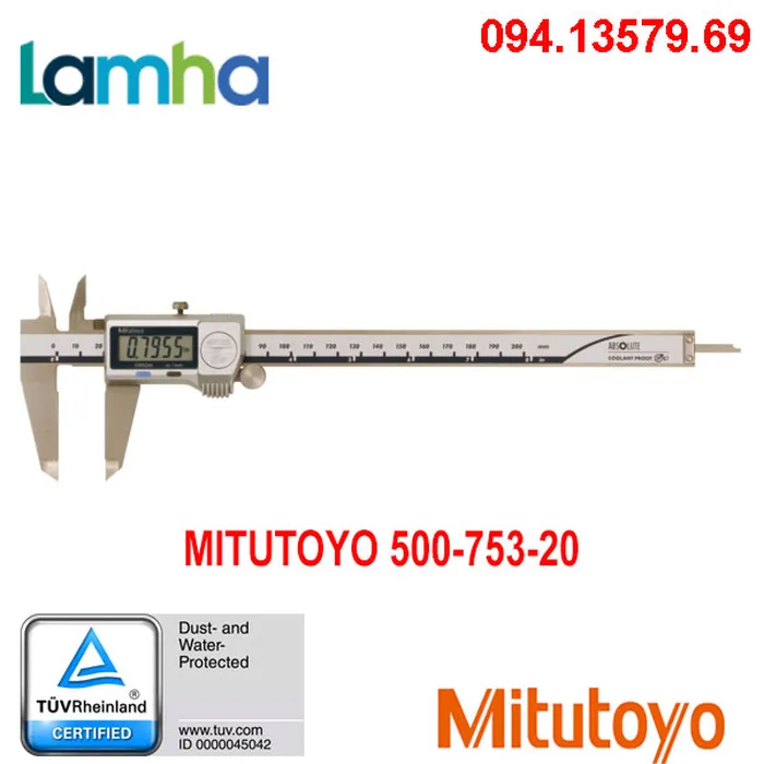 Thước cặp điện tử MITUTOYO 500-753-20 (0-200mm/0-8'' x 0.01mm, IP67)