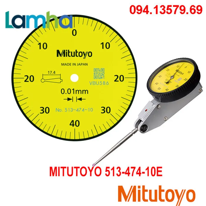 Đồng hồ so chân gập MITUTOYO 513-474-10E (0-0.8mm/0.01) Ruby