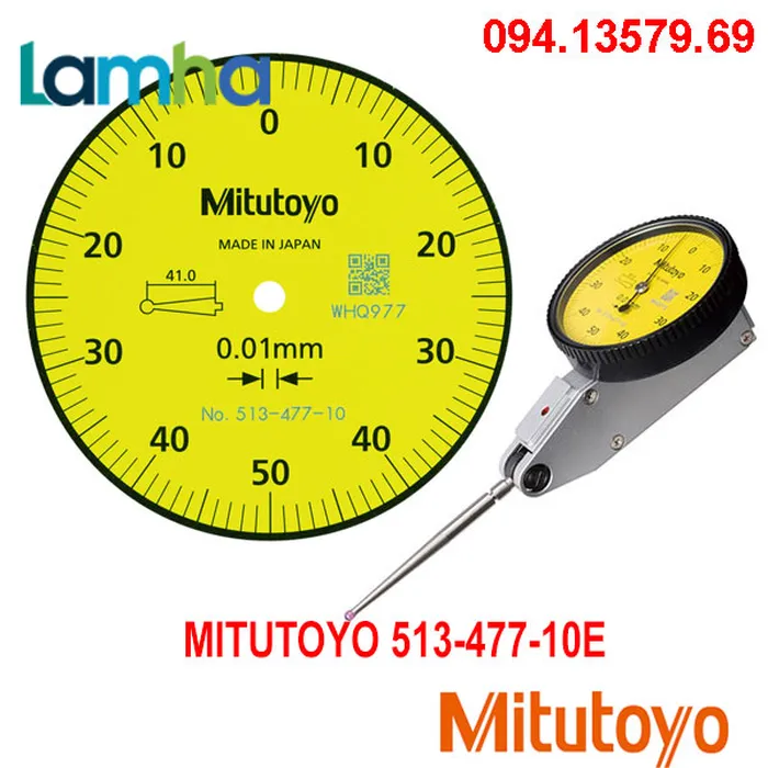 Đồng hồ so chân gập MITUTOYO 513-477-10E (0-1mm/0.01mm), Đầu Ruby