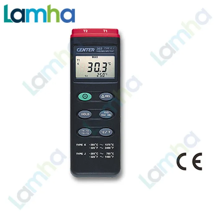 Nhiệt kế 2 kênh (Loại K/J) CENTER 303 (-200~1370℃) Độ chính xác cao