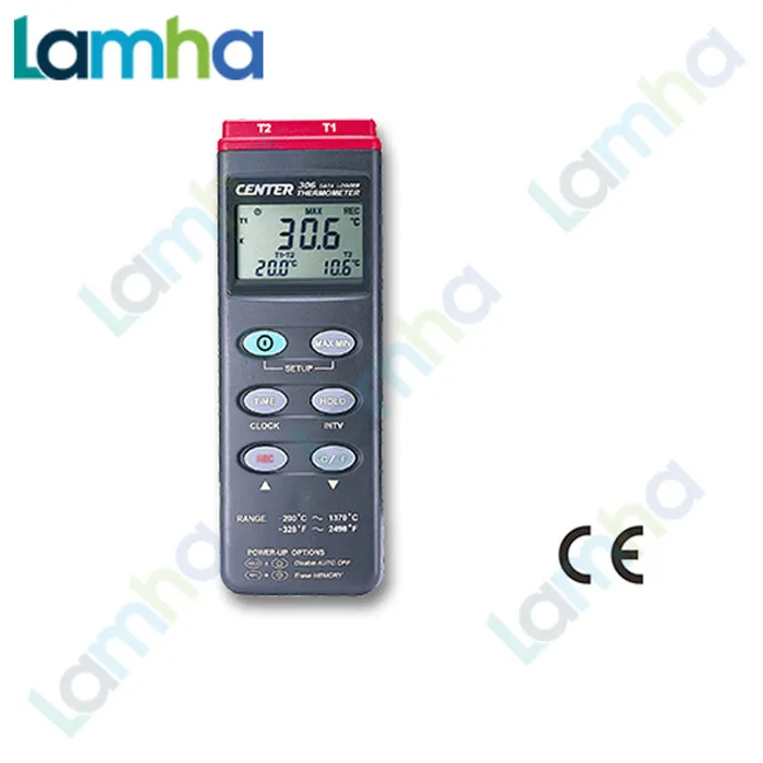 Nhiệt kế ghi dữ liệu Center 306 (-200~1370℃) với màn hình ba và PC interface