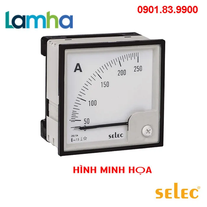 Đồng hồ kim đo dòng điện Selec AM-I-3-50/5A (96X96)