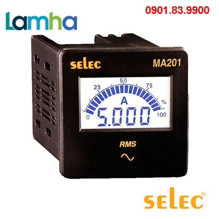Đồng hồ đo Dòng điện AC dạng LCD Selec MA201 (72x72)