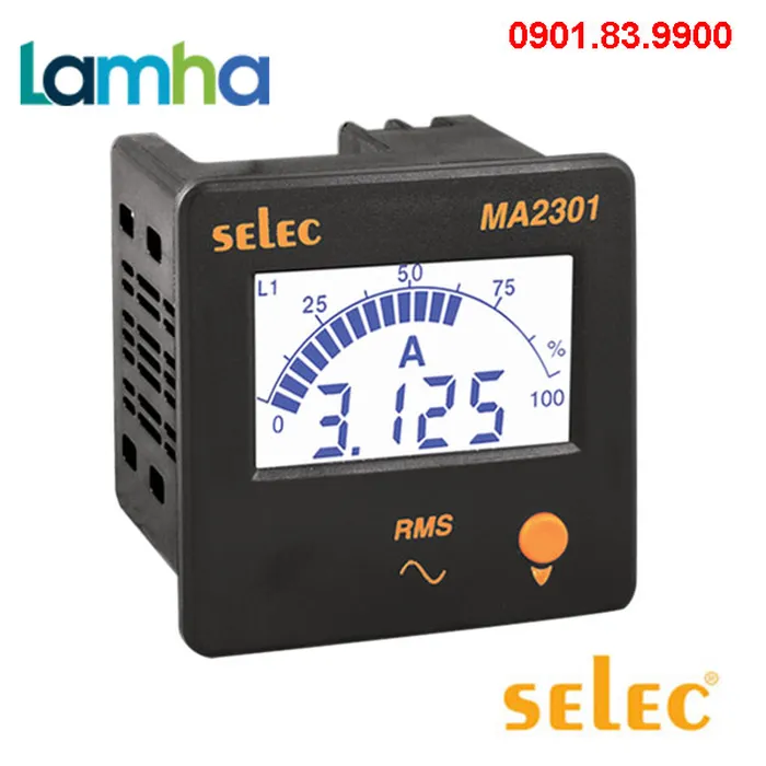 Đồng hồ đo Dòng điện 3 pha dạng LCD Selec MA2301 (72x72)