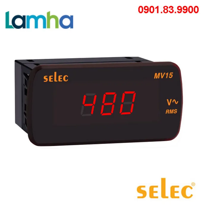 Đồng hồ đo Điện áp dạng LED Selec MV15-AC-20/200V (48x96)