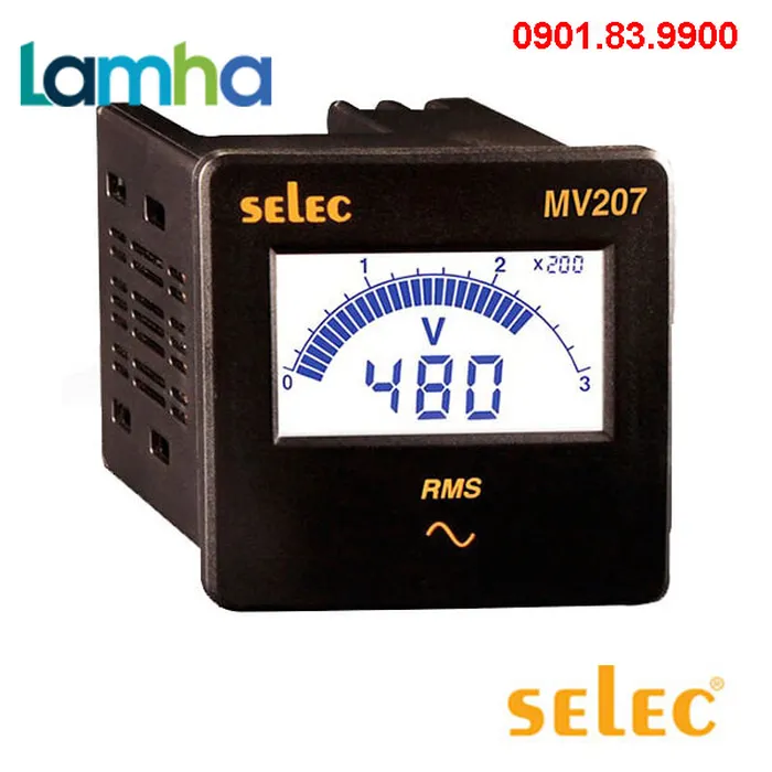 Đồng hồ đo Điện áp dạng LCD Selec MV207 (72x72)