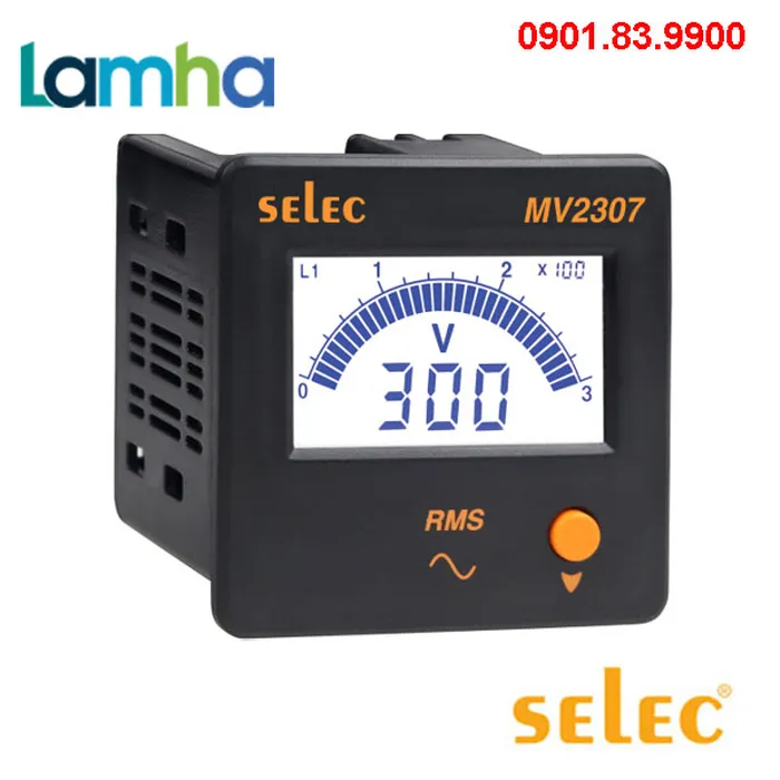 Đồng hồ đo Điện áp 3 pha dạng LCD Selec MV2307 (72x72)