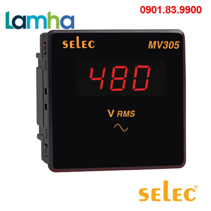 Đồng hồ đo Điện áp dạng LED Selec MV305 (96x96)