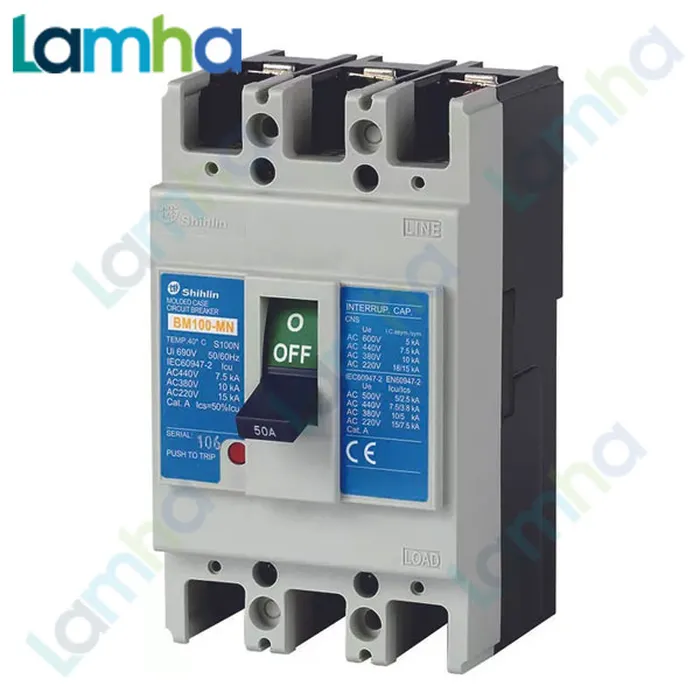 Cầu dao khối MCCB (Aptomat) 3P Shihlin BM100-MN (10.15.20.30.40.50A.60.75.100, 10kA)