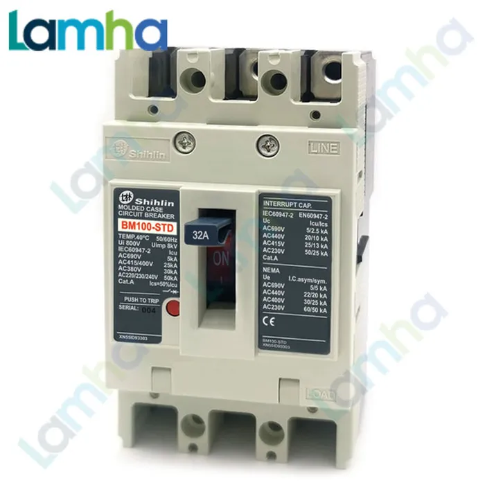 Cầu dao khối MCCB (Aptomat) 3P Shihlin BM100-STD (15.16.20.25.30.32.40.50.60.63.75.80.100A, 30kA)