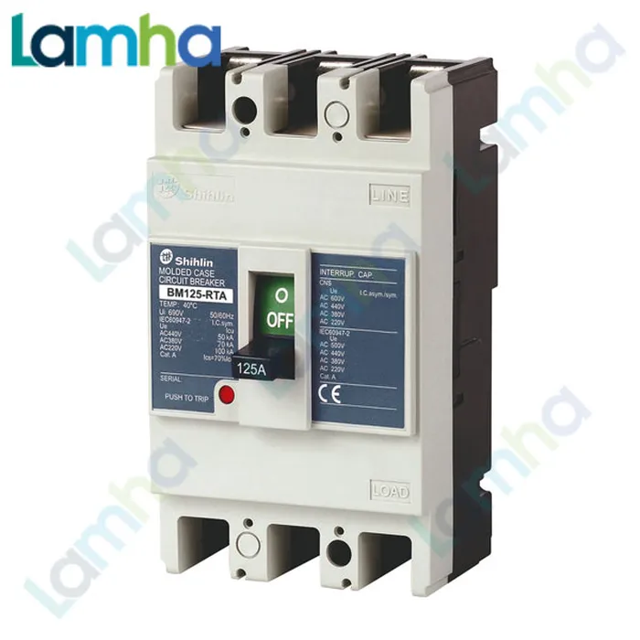 Cầu dao khối MCCB (Aptomat) 3P Shihlin BM125-RTA (60.63.70.75.80.100.125A (Adj.), 70kA)