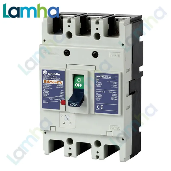 Cầu dao khối MCCB (Aptomat) 3P Shihlin BM250-HTA (175.200.225.250A (Adj.), 50kA)
