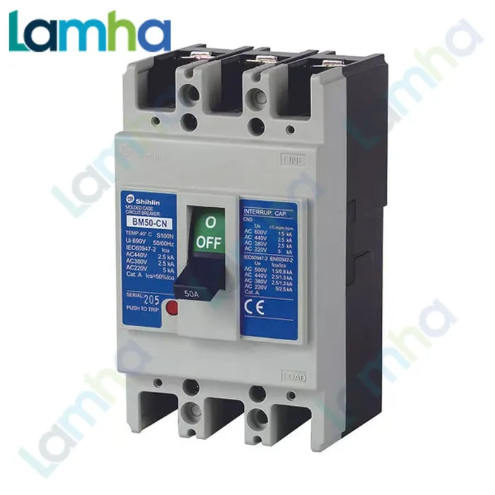 Cầu dao khối MCCB (Aptomat) 3P Shihlin BM50-CN (10.15.20.30.40.50A, 2.5kA)
