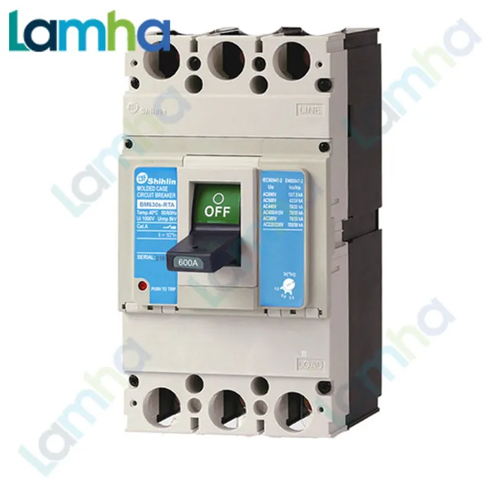 Cầu dao khối MCCB (Aptomat) 3P Shihlin BM630s-RTA (Không thanh đồng) (400.500.600.630A (Adj.), 70kA)