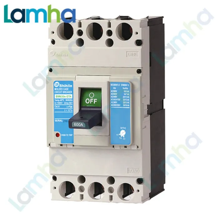 Cầu dao khối MCCB (Aptomat) 3P Shihlin BM630s-STA (Không thanh đồng) (400.500.600.630A (Adj.), 25kA)