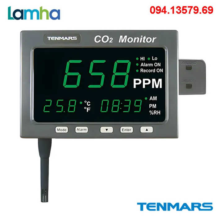 Thiết bị đo CO2/nhiệt độ TENMARS TM-186D (0~9999ppm, lưu dữ liệu)