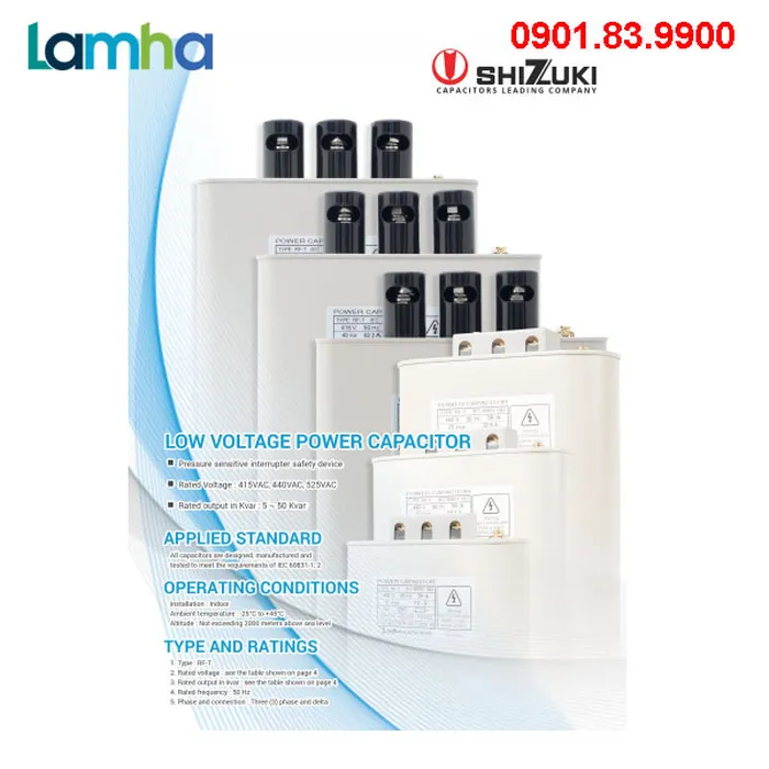 Tụ bù 3 pha Tụ dầu 415V Shizuki Dòng RF-T
