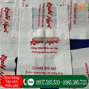 Túi xốp 2 quai siêu thị màu trắng sữa giá sỉ cho các đại lý.