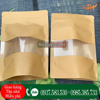 Túi zip giấy có cửa sổ tràn ra viền