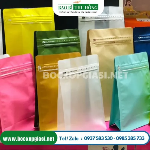 Túi zip nhôm đáy đứng có cửa sổ tràn viền
