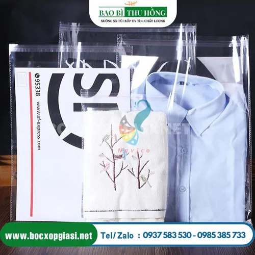 Túi bóng kính dán miệng đựng quần áo