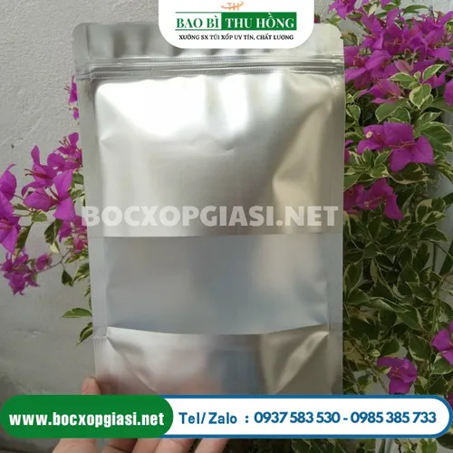 Túi zip nhôm đáy đứng có cửa sổ tràn viền