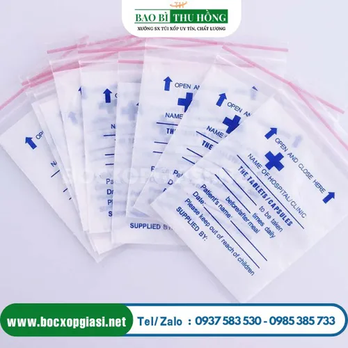 Túi zipper chỉ đỏ nhỏ đựng thuốc tây