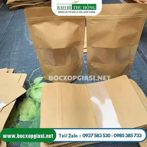 Túi zip giấy có cửa sổ tràn ra viền