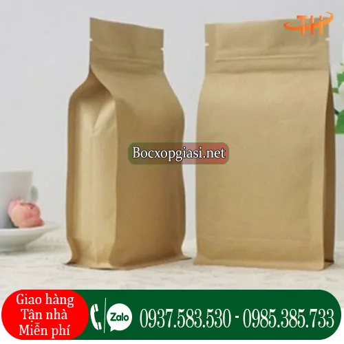 Túi zipper giấy 8 cạnh đáy vuông đứng