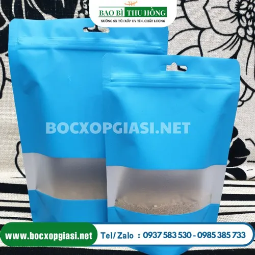 Túi zip nhôm đáy đứng có cửa sổ tràn viền