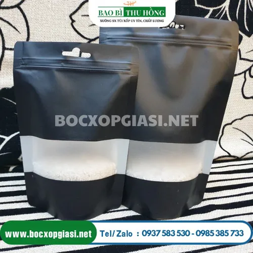 Túi zip nhôm đáy đứng có cửa sổ tràn viền