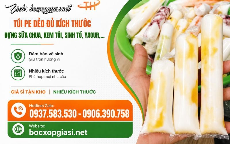 Túi nilon đựng kem túi, sữa chua, sinh tố giá sỉ