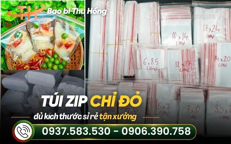 Túi Zip Chỉ Đỏ Mua Sỉ Ở Đâu Đủ Kích Thước Giá Tốt Tại TPHCM?