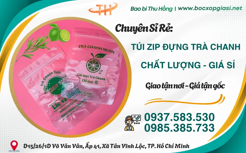 Nguồn sỉ túi zip trà chanh in, không in đủ kích thước