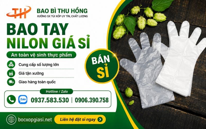 Bao tay xốp nilon dùng một lần đảm bảo vệ sinh thực phẩm giá rẻ