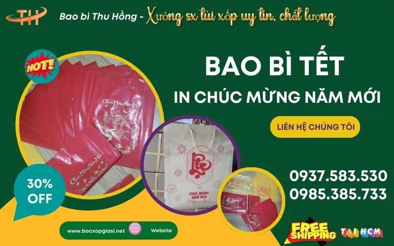 Túi hột xoài in chúc mừng năm mới đựng quà, đựng lịch bỏ sỉ rẻ tại HCM