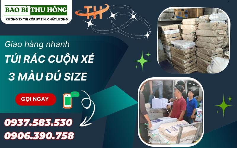 Giao nhanh túi đựng rác cuộn giá sỉ tại kho bao bì Thu Hồng