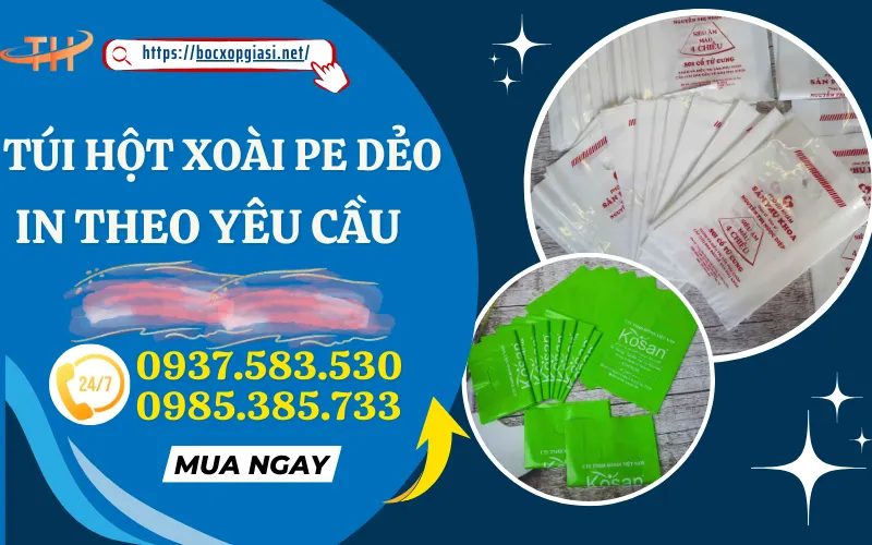 Nhận bỏ sỉ túi hột xoài pe in theo yêu cầu giá ưu đãi