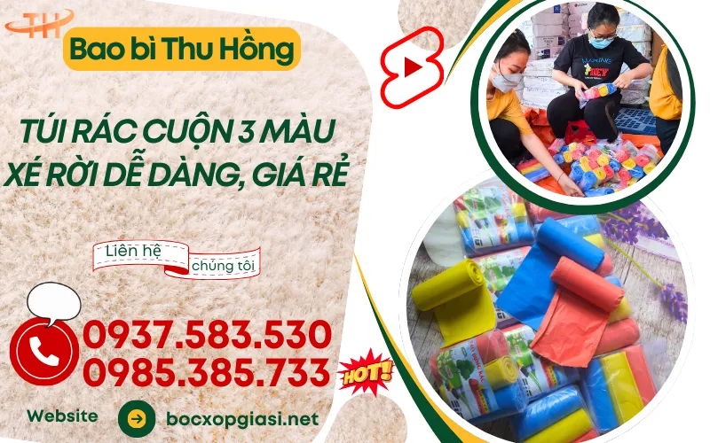 Địa chỉ uy tín chuyên sỉ rẻ túi rác cuộn 3 màu tại HCM