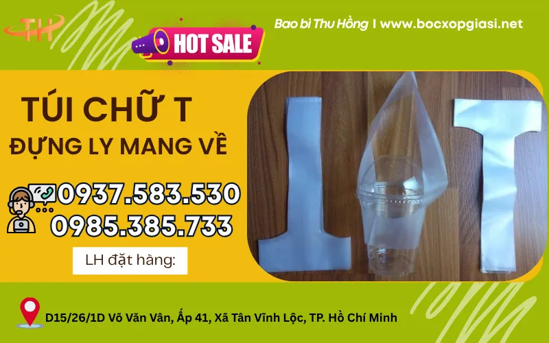 Túi đựng ly cafe take away quai xách chữ T giá sỉ tốt nhất tại TP.HCM