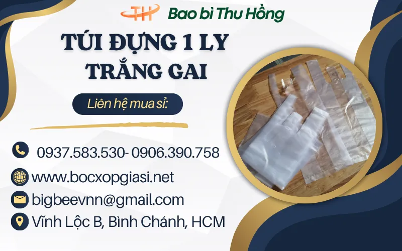 Nguồn sỉ túi zin gai trắng đựng 1 ly bền đẹp, chịu lực tốt, giá rẻ