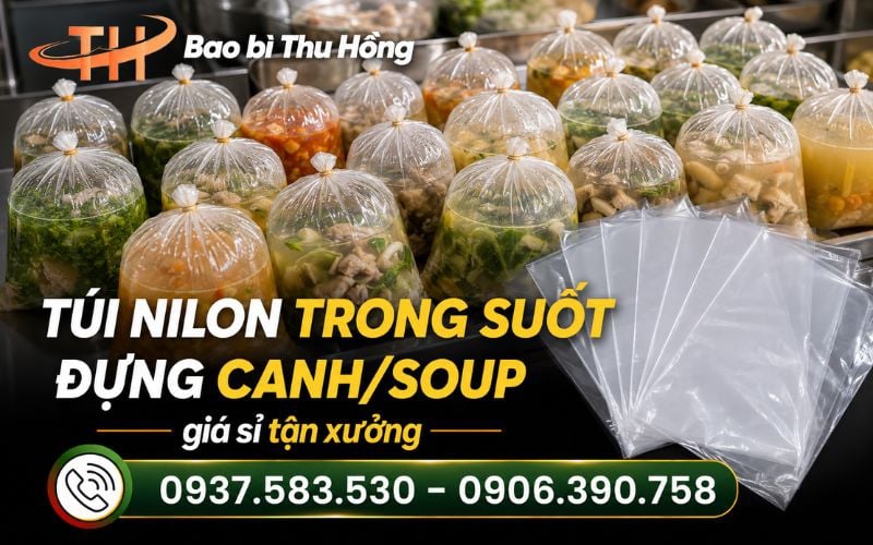 Túi nilon trong suốt đựng canh - soup, đường và thực phẩm giá sỉ