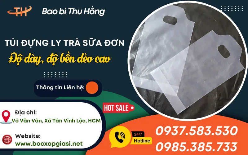 Túi đựng trà sữa 1 ly bóng dày giá tốt HCM