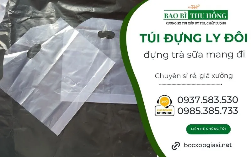 Túi đựng ly đôi loại dày siêu chắc giá sỉ ưu đãi cho hàng quán