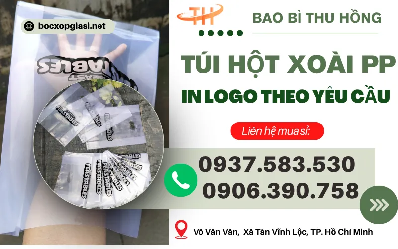 Túi PP trong suốt đục lỗ hột xoài in logo theo yêu cầu giá sỉ