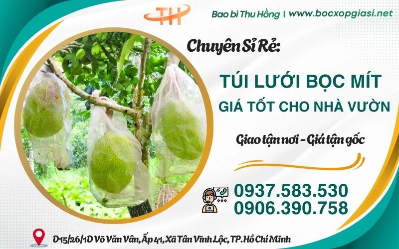 Túi lưới cước bao trái mít chống dập giá tốt có dây rút tiện lợi