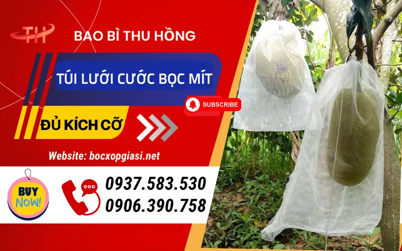 Túi lưới dệt có dây rút bọc quả mít giá tốt nhất cho nhà vườn